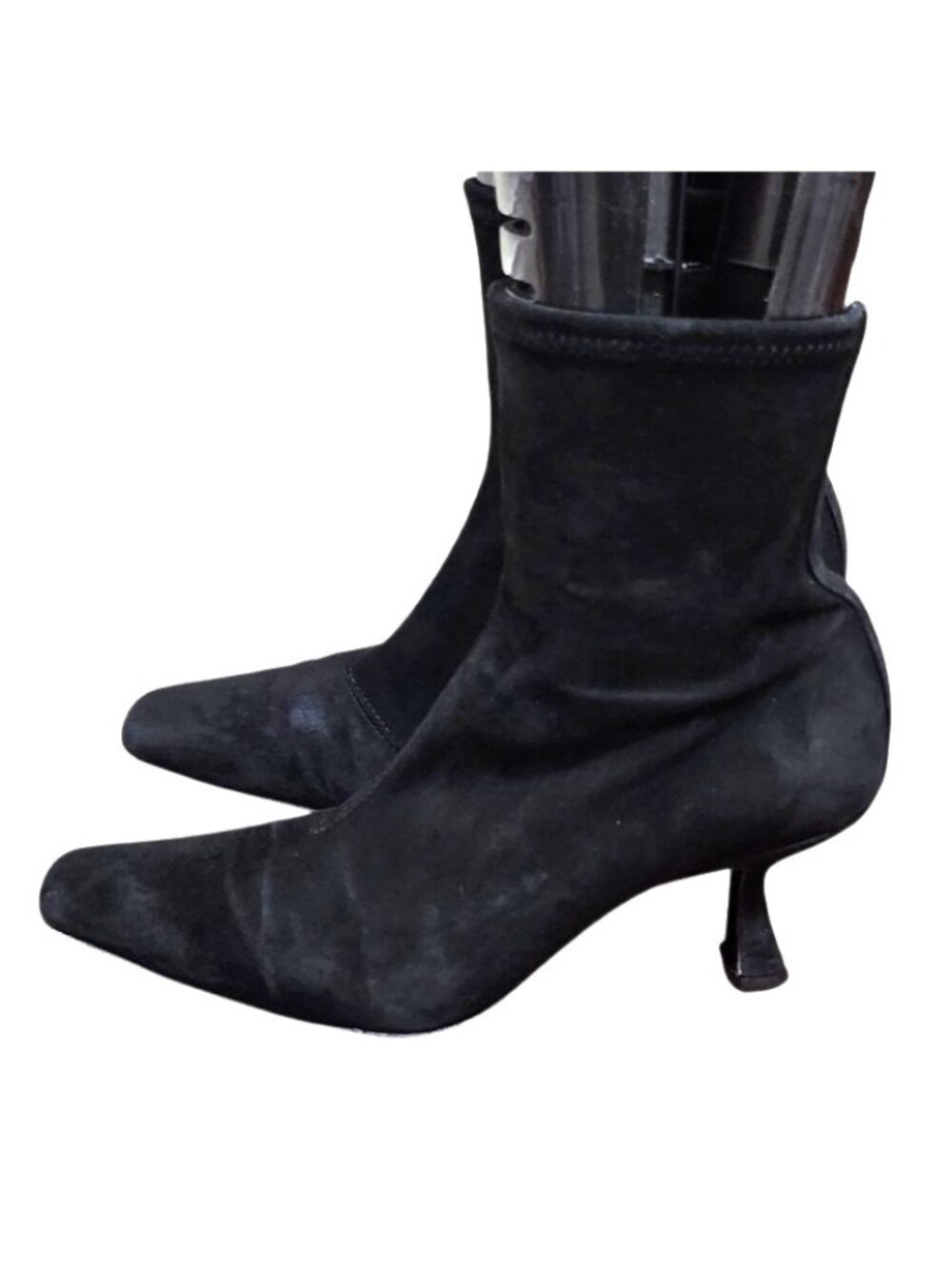 Loeffler Randall Black Genuine Suede Sock Ankle Boots Kitten Heel Size 7B - Picture 6 of 13